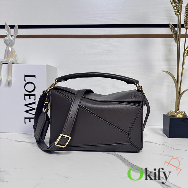 Okify Loewe Featherlight Puzzle Bag Dark Brown 24x16.5x10.5cm - 1