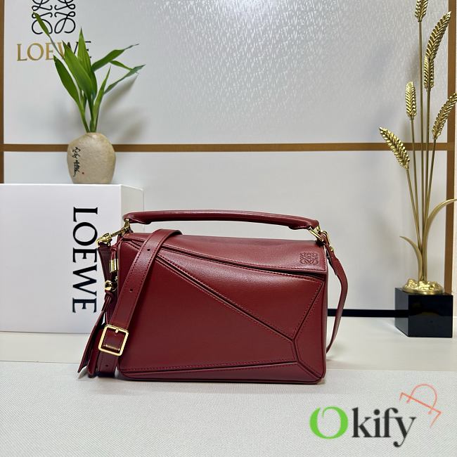 Okify Loewe Featherlight Puzzle Bag Dark Red 24x16.5x10.5cm - 1
