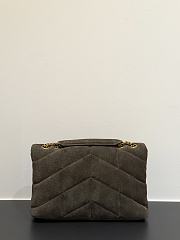 Okify YSL LouLou Puffer Bag Dark Brown Suede 23x15.5x8.5cm - 3
