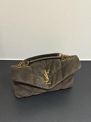 Okify YSL LouLou Puffer Bag Dark Brown Suede 23x15.5x8.5cm - 5