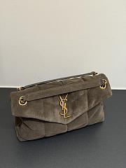 Okify YSL LouLou Puffer Bag Dark Brown Suede 29x17x11cm - 3