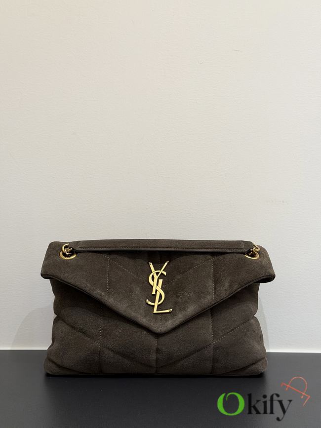 Okify YSL LouLou Puffer Bag Dark Brown Suede 29x17x11cm - 1
