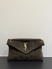 Okify YSL LouLou Puffer Bag Dark Brown Suede 29x17x11cm - 1