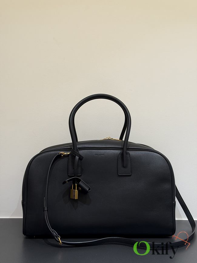 Okify YSL Sac De Jour Boston Bag Black Plain Leather 41x25x20cm - 1