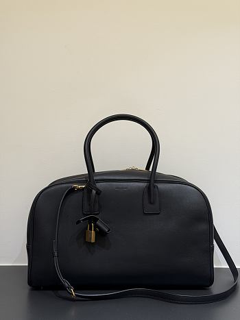 Okify YSL Sac De Jour Boston Bag Black Plain Leather 41x25x20cm