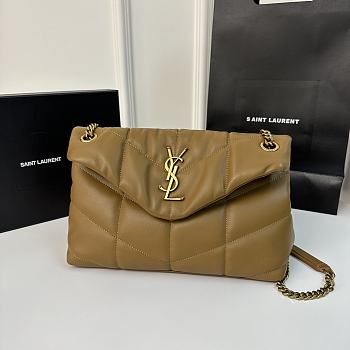 Okify YSL Loulou Puffer Medium Bag Brown Lambskin 29x17x11cm
