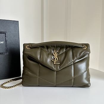 Okify YSL Loulou Puffer Medium Bag Dark Green Olive Lambskin 29x17x11cm