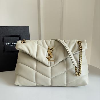 Okify YSL Loulou Puffer Large Bag White Lambskin Gold Hardware 35x23x13.5cm 