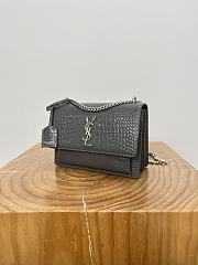 Okify YSL Sunset Bag Gray Crocodile Silver Hardware 22x16x8cm  - 3