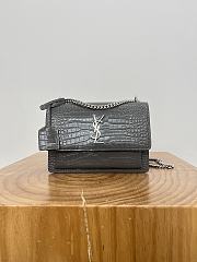Okify YSL Sunset Bag Gray Crocodile Silver Hardware 22x16x8cm  - 1