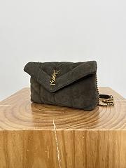 Okify YSL LouLou Puffer Bag Dark Gray Suede 23x15.5x8.5cm - 3