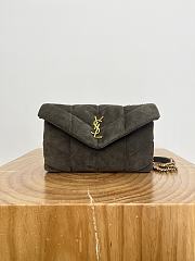 Okify YSL LouLou Puffer Bag Dark Gray Suede 23x15.5x8.5cm - 1