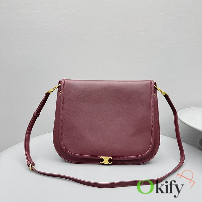 Okify Celine Soft Triomphe Besace Bag In Red Supple Shiny Lambskin 32x27x7cm - 1