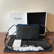 Okify Celine Trio Flap Bag Black Lambskin 22x14x4cm - 1