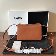 Okify Celine Trio Flap Bag Brown Lambskin 22x14x4cm - 1