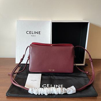 Okify Celine Trio Flap Bag Red Lambskin 22x14x4cm
