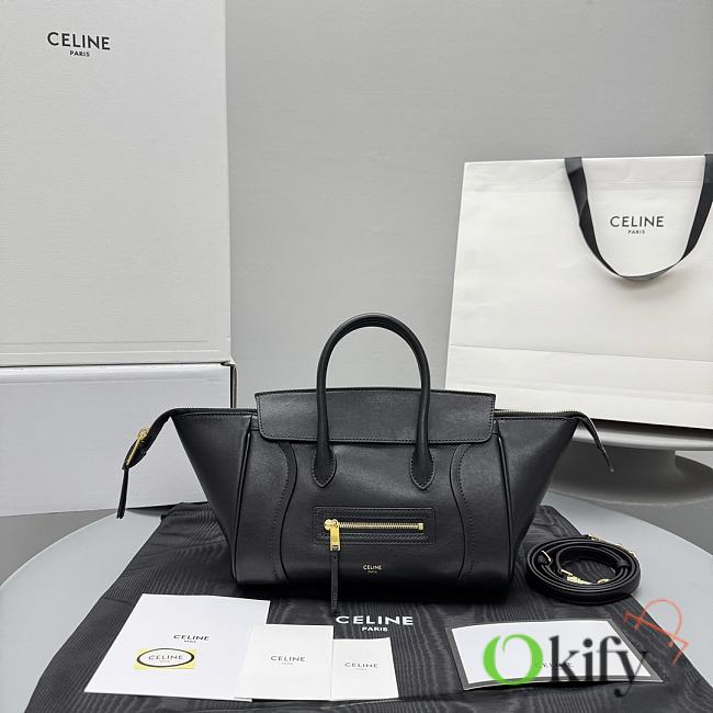 Okify Celine New Luggage Bag Black Lambskin 37x20x12cm - 1