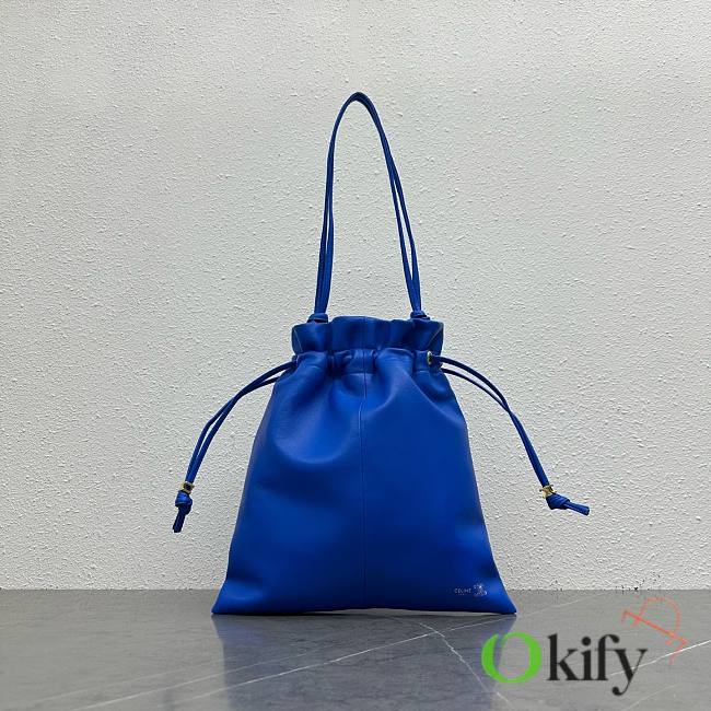 Okify Celine Crystal Pouch Bag Dark Blue Lambskin 31x28cm - 1