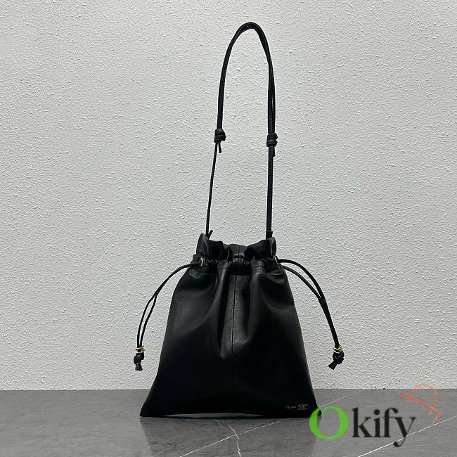 Okify Celine Crystal Pouch Bag Black Lambskin 31x28cm - 1