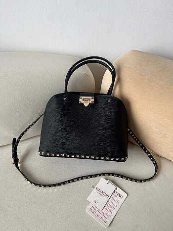 Okify Valentino Garavani Large Rockstud Top Handle Bag Black 28x21x14cm
