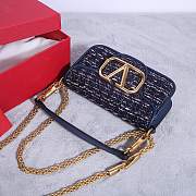Okify Valentino Garavani Locò Bag Dark Blue Tweed 20x11x5cm - 4