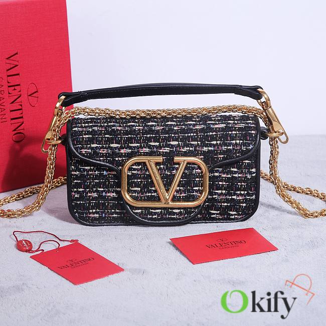 Okify Valentino Garavani Locò Bag Black Tweed 20x11x5cm - 1