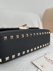 Okify Valentino Garavani Rockstud Bag Black Grained Calfskin 24x12x6cm - 2