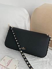 Okify Valentino Garavani Rockstud Bag Black Grained Calfskin 24x12x6cm - 4