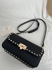 Okify Valentino Garavani Rockstud Bag Black Grained Calfskin 24x12x6cm - 5