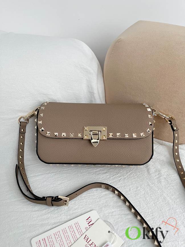 Okify Valentino Garavani Rockstud Bag Gray Grained Calfskin 24x12x6cm - 1