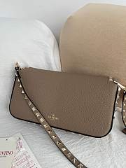 Okify Valentino Garavani Rockstud Bag Gray Grained Calfskin 24x12x6cm - 6