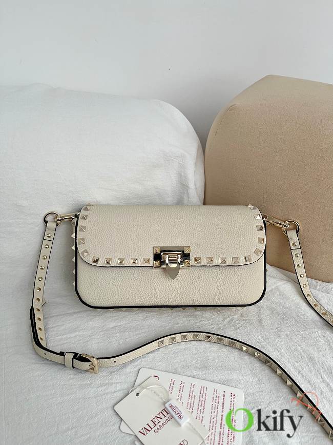 Okify Valentino Garavani Rockstud Bag White Grained Calfskin 24x12x6cm - 1