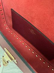 Okify Valentino Garavani Rockstud Bag Red Burgundy Grained Calfskin 24x12x6cm - 2