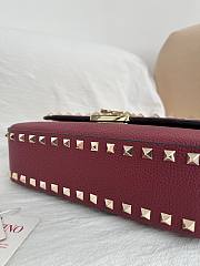 Okify Valentino Garavani Rockstud Bag Red Burgundy Grained Calfskin 24x12x6cm - 3