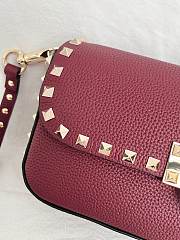 Okify Valentino Garavani Rockstud Bag Red Burgundy Grained Calfskin 24x12x6cm - 6