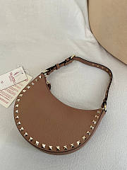 Okify Valentino Mini Rockstud Hobo Bag Beige 20x12x4cm - 3