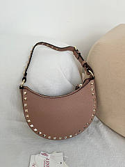 Okify Valentino Mini Rockstud Hobo Bag Beige 20x12x4cm - 1