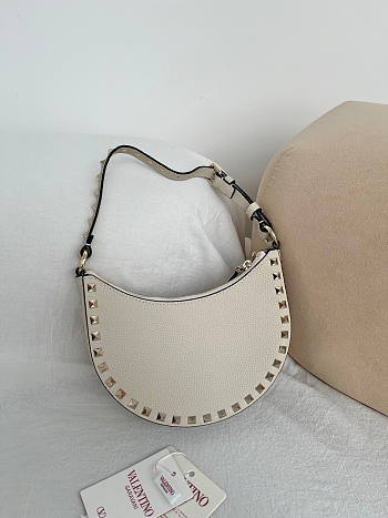 Okify Valentino Mini Rockstud Hobo Bag White 20x12x4cm