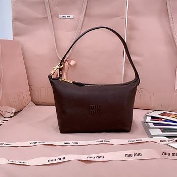 Okify MiuMiu Dark Brown Nappa Leather Pouch 19x14x10cm 5NE841