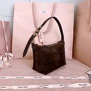 Okify MiuMiu Dark Brown Suede Pouch 19x14x10cm 5NE841 - 6