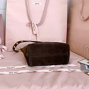 Okify MiuMiu Dark Brown Suede Pouch 19x14x10cm 5NE841 - 5