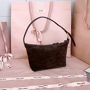 Okify MiuMiu Dark Brown Suede Pouch 19x14x10cm 5NE841 - 4