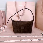 Okify MiuMiu Dark Brown Suede Pouch 19x14x10cm 5NE841 - 1