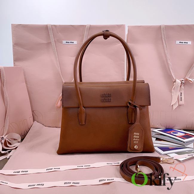 Okify MiuMiu Solitaire Bag Brown 28x19.5x11cm 5BA302 - 1