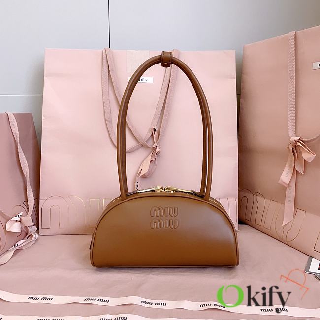 Okify MiuMiu Beau Small Leather Bag Brown 5BB192 23x11.5x10cm - 1