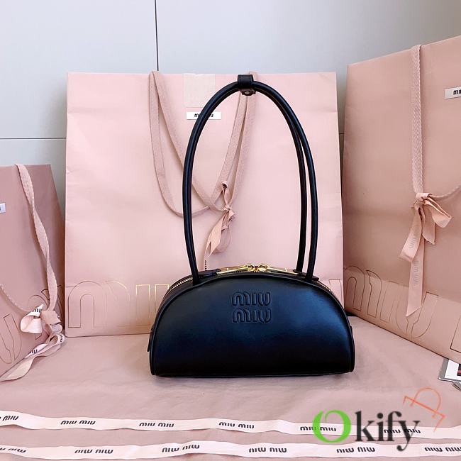 Okify MiuMiu Beau Small Leather Bag Black 5BB192 23x11.5x10cm - 1