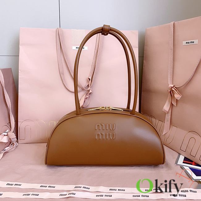 Okify MiuMiu Beau Medium Leather Bag Brown 5BB193 30x13.5x13cm - 1