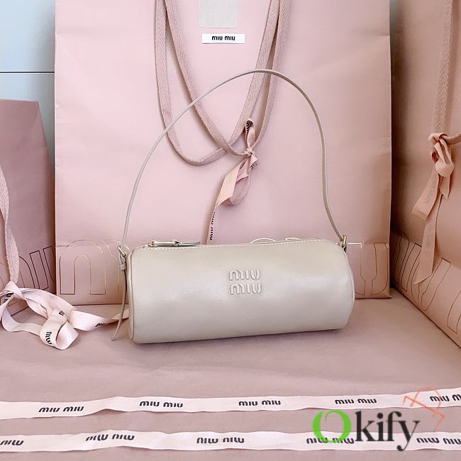 Okify MiuMiu Cream White Nappa Leather Pouch 5NE851 22x9x9cm - 1