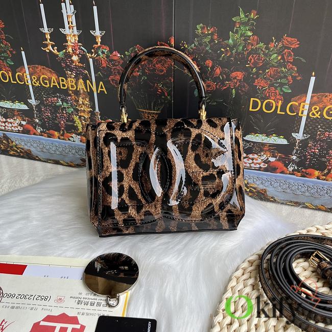 Okify Dolce & Gabbana DG Logo Bag Leopard Patent 17.5x13.5x6.5cm - 1