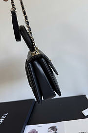 Okify CC Chevron Top Handle Bag In Black Lambskin 25cm - 5